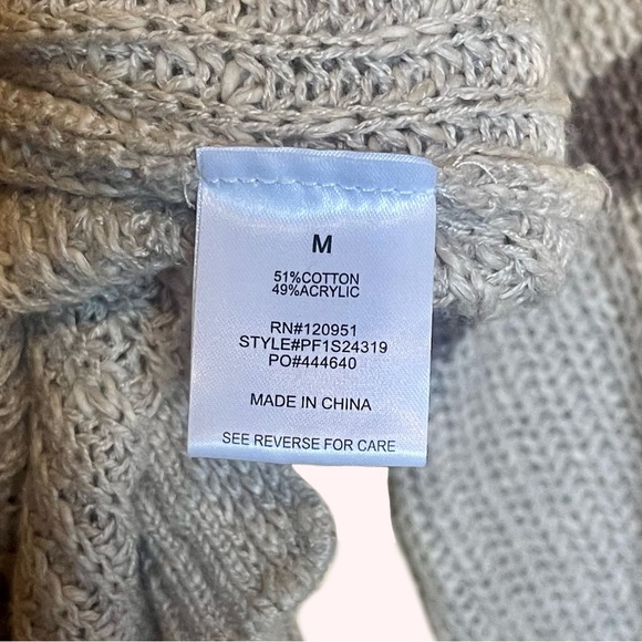 Pink Rose tan & brown striped half-button down oversized Knit Fall Sweater sizeM - Picture 5 of 9